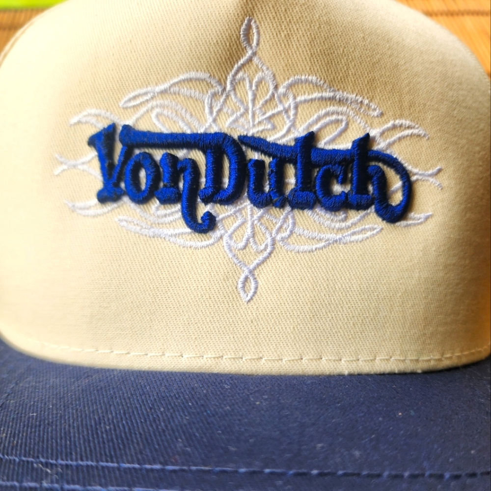Brand New Von Dutch Cream and Blue Chopper SnapBack